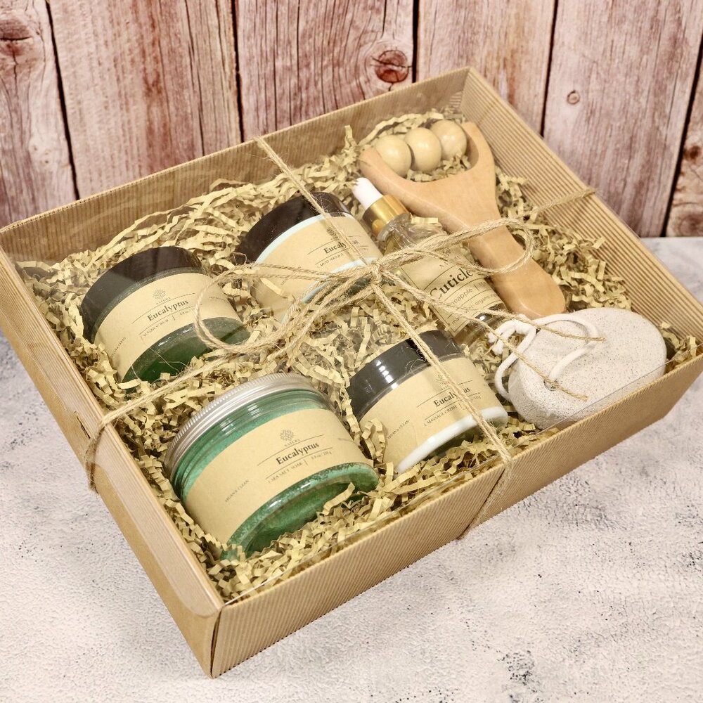 Eucalyptus Deluxe 4 Step Pedicure Gift Set, Relaxing Foot Care Therapy